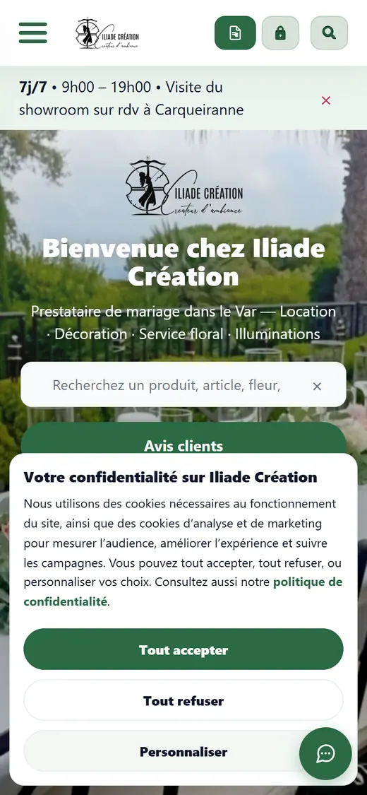 Accueil d’iliadecreation.fr sur téléphone après l’allègement d’octobre 2026