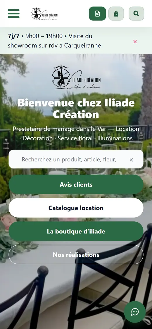 Accueil d’iliadecreation.fr sur téléphone avant les corrections