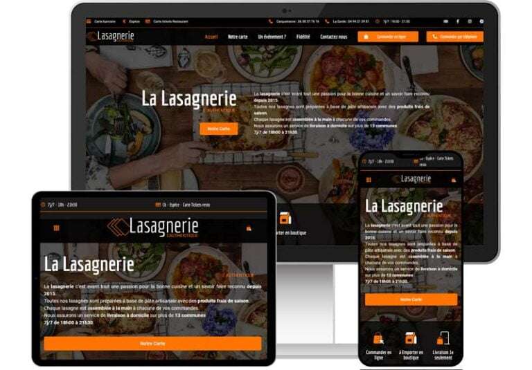 Réalisations du site de la lasagnerie avec système de clic and collect