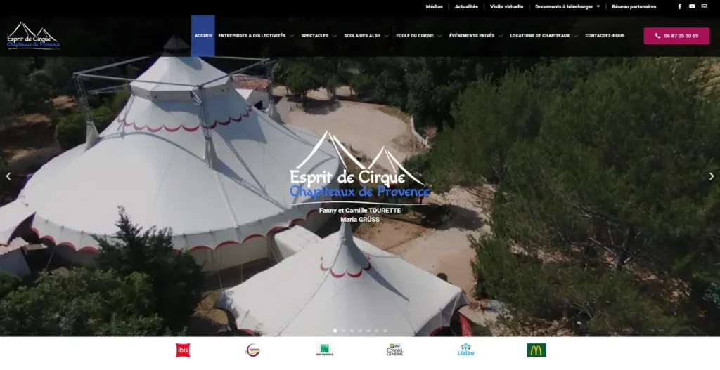 aperçu du site web esprit de cirque réalisé par iliade digital