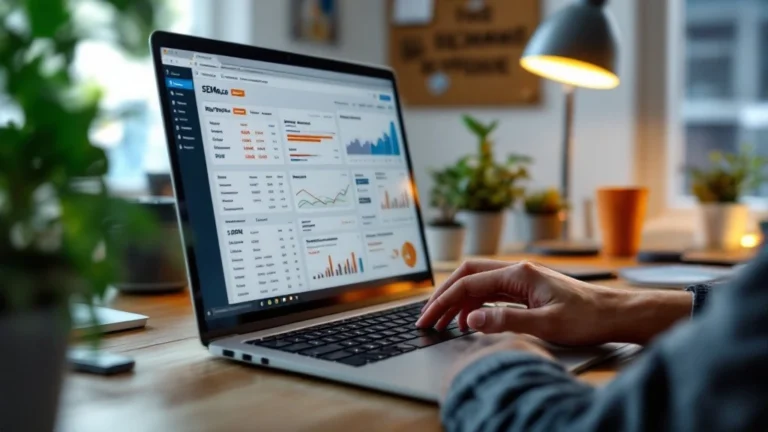 Analyse SEO sur ordinateur avec un outil de référencement pour trouver mots clés site concurrent et améliorer sa stratégie digitale.